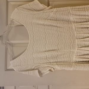 Ivory short sleeve lace/knit above the knee dress